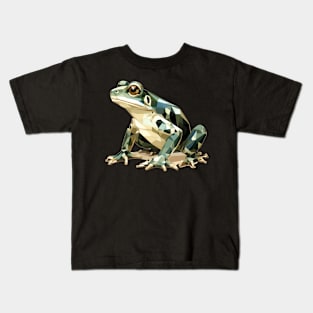 Origami Frog Dark Green Kids T-Shirt